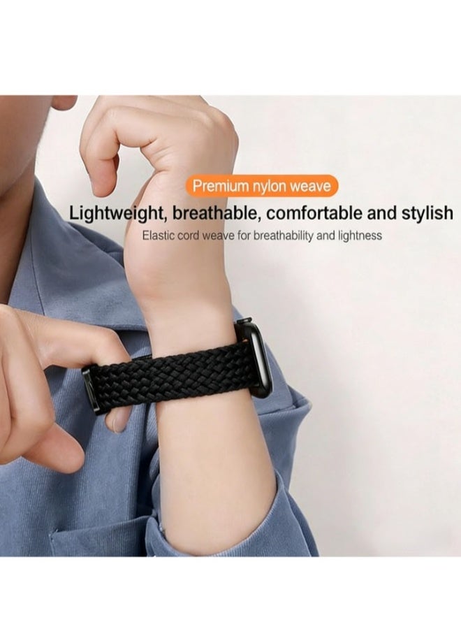 BEILINGDUN Compatible with Apple Watch Strap 46mm 45mm 44mm 42mm 41mm 40mm, Braided Nylon Sport Band Adjustable Elastics Magnetic Buckle Straps for Iwatch Series 9/8/7/6/SE/5/4 Black - Image 3